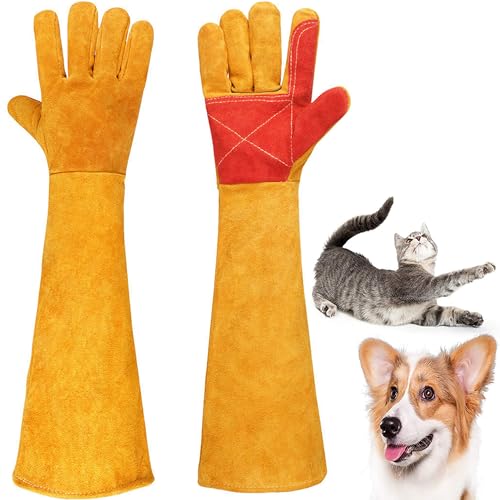 Graxury 60 cm Bissfeste Handschuhe für den Umgang mit Tieren - Anti-Biss Arbeitshandschuhe zum Pflegen, Schweißen, Umgang mit Hund/Eidechse/Katze/Vogel/Schlange/Schildkröten (Gelb) von Graxury