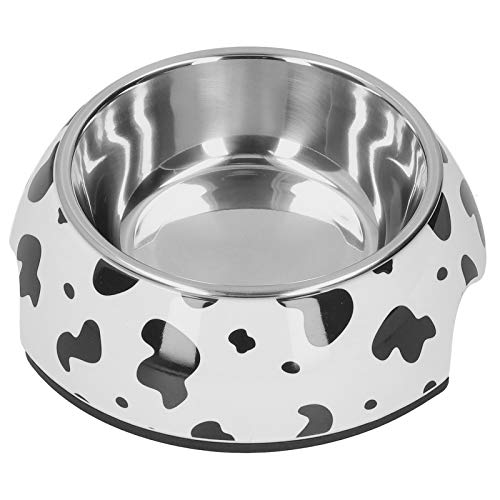 GRCFUMO Hundefutter und Wasserschale, Edelstahl-Hundes ch üsseln mit rutsch Fester Basis, Niedliche Kuh Textur Design Haustier Metall Wasser und Futter Schüssel für kleine von Grcfumo
