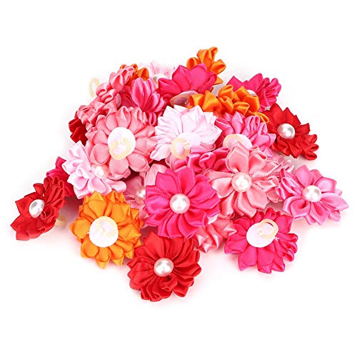 Grcfumo 30 Stück Hundehaarschleifen, Blumen-Welpenschleifen, Bunte Hundehaar-Accessoires für die Welpenparty, Geburtstagspflege von Grcfumo