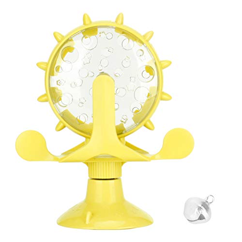 Grcfumo Cat Dog Treat Dispenser Toy, Food Leakage Rotation Cat Windmill Toy, Cat Training Toy for Educational Interactive (Yellow) von Grcfumo