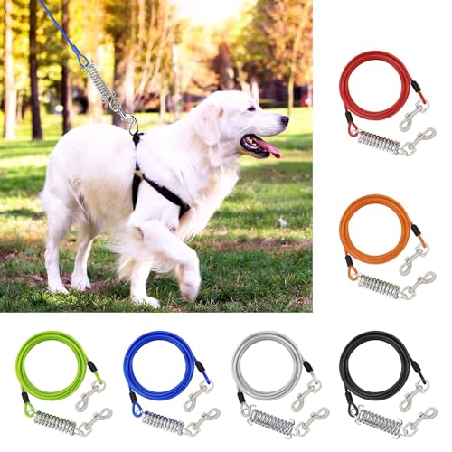 Greabuy 300 cm langes Zugseil für Hunde, flexible Hundeleine mit stoßdämpfender Feder für den Außenbereich von Greabuy