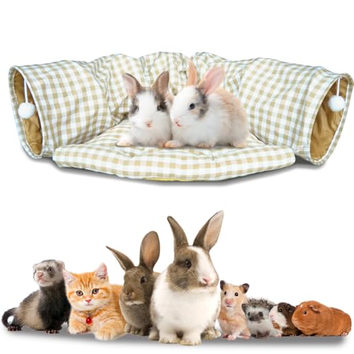 Greatbond Bunny Tunnel Bett, 2-in-1 Faltbare Tunnelröhren Kaninchenspielzeug, Hasenversteck mit abnehmbarer Bettmatte für Katzen, Kätzchen, Kaninchen, Frettchen, Guniea-Schweinchen - Gitter Greatbond Bunny Tunnel Bett, 2-in-1 Faltbare Tunnelröhren Kaninchenspielzeug, Hasenversteck mit abnehmbarer Bettmatte für Katzen, Kätzchen, Kaninchen, Frettchen, Guniea-Schweinchen - Gitter von Greatbond
