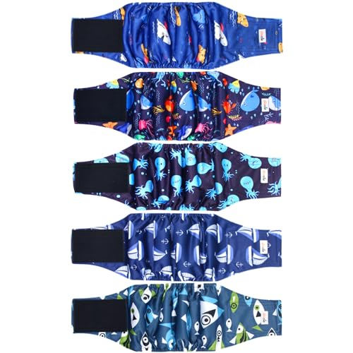 Grecle Wiederverwendbare Premium-Bauchbänder für Hunde, hochabsorbierende Hundewindeln für Rüden, Urinenzwickel für Hunde bei Inkontinenz oder erregtem Wasserlassen und Training, Größe M, 5 Stück Grecle Wiederverwendbare Premium-Bauchbänder für Hunde, hochabsorbierende Hundewindeln für Rüden, Urinenzwickel für Hunde bei Inkontinenz oder erregtem Wasserlassen und Training, Größe M, 5 Stück von Grecle