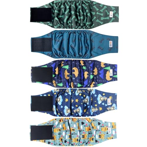5 x Hundewindeln für Männer, Premium-Bauchbänder für Hunde, hochabsorbierende Hundewindeln für Rüden bei Inkontinenz oder erregtem Wasserlassen und Training, Größe XS 5 x Hundewindeln für Männer, Premium-Bauchbänder für Hunde, hochabsorbierende Hundewindeln für Rüden bei Inkontinenz oder erregtem Wasserlassen und Training, Größe XS von Grecle