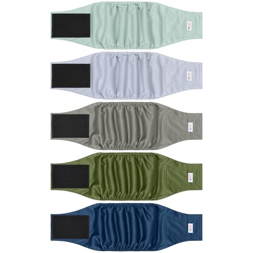 Wiederverwendbare Premium-Bauchbänder für männliche Hunde, hochabsorbierende Hundewindeln für Hündinnen bei Inkontinenz oder erregtem Wasserlassen und Training, Grün, Größe XXL, 5 Stück Wiederverwendbare Premium-Bauchbänder für männliche Hunde, hochabsorbierende Hundewindeln für Hündinnen bei Inkontinenz oder erregtem Wasserlassen und Training, Grün, Größe XXL, 5 Stück von Grecle