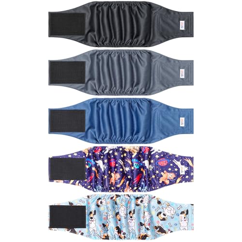 Wiederverwendbare Premium-Bauchbänder für männliche Hunde, hochabsorbierende Hundewindeln für Rüden, Urinierwickel für Hunde bei Inkontinenz oder erregtem Wasserlassen und Training, Schwarz, Größe XS, Wiederverwendbare Premium-Bauchbänder für männliche Hunde, hochabsorbierende Hundewindeln für Rüden, Urinierwickel für Hunde bei Inkontinenz oder erregtem Wasserlassen und Training, Schwarz, Größe XS, von Grecle