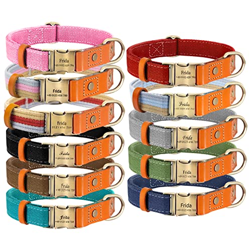 Hundehalsband Personalisierte Haustier Hundehalsbänder aus Nylon verstellbar Halsband mit Namen,Nummer or Adresse gravieren von Gredstar