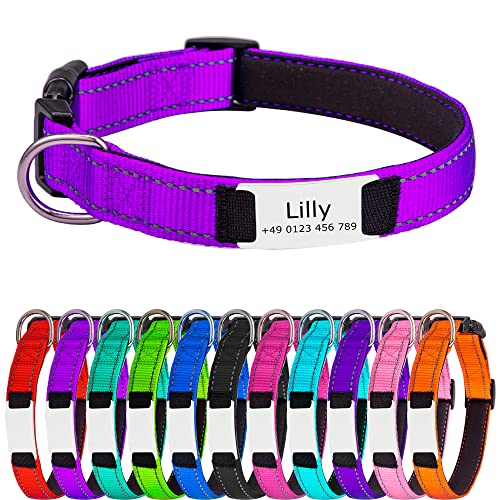 Hundehalsband für Mittel Hunde, Reflektierend Halsband aus Nylon mit Weichem Neopren Polsterung einstellbar Hundehalsbänder Personalisiertes Hundehalsbänder von Gredstar