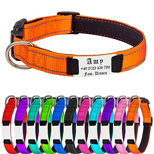 Hundehalsband für Welpen Hunde, Reflektierend Halsband aus Nylon mit Weichem Neopren Polsterung einstellbar Hundehalsbänder Personalisiertes Hundehalsbänder von Gredstar