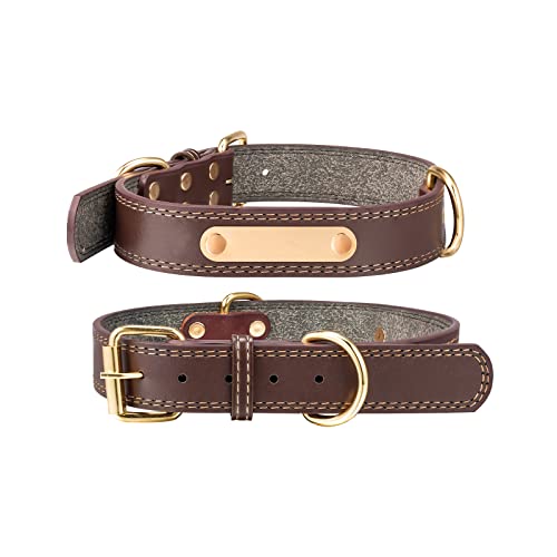 Lederhalsband,Personalisiert Hundehalsband aus Leder,verstellbar Halsband mit Namen und Telefonnummer gravieren, Leder Halsbänder mit Metallschnalle(L (Breite 2,5 cm, Halsumfang 40-50cm), Braun) von Gredstar