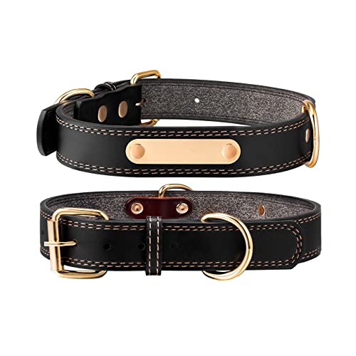 Lederhalsband,Personalisiert Hundehalsband aus Leder,verstellbar Halsband mit Namen und Telefonnummer gravieren, Leder Halsbänder mit Metallschnalle (M (Breite 2,0 cm, Halsumfang 30-42cm), Schwarz) von Gredstar