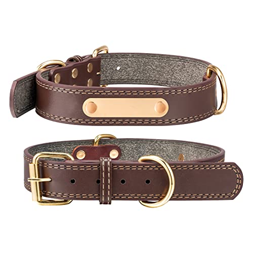 Lederhalsband,Personalisiert Hundehalsband aus Leder,verstellbar Halsband mit Namen und Telefonnummer gravieren, Leder Halsbänder mit Metallschnalle (XL (Breite 3,0 cm, Halsumfang 50-60cm), Braun) von Gredstar