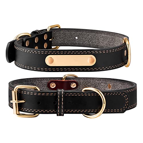 Lederhalsband,Personalisiert Hundehalsband aus Leder,verstellbar Halsband mit Namen und Telefonnummer gravieren, Leder Halsbänder mit Metallschnalle (XL (Breite 3,0 cm, Halsumfang 50-60cm), Schwarz) von Gredstar