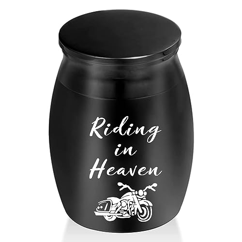 Miniurne Riding in Heaven kleine Urne Edelstahl Erinnerungs-Andenken-Urnen Einäscherungsurnen Erinnerungsurnen Memorial Container,Schwarz von Gredstar