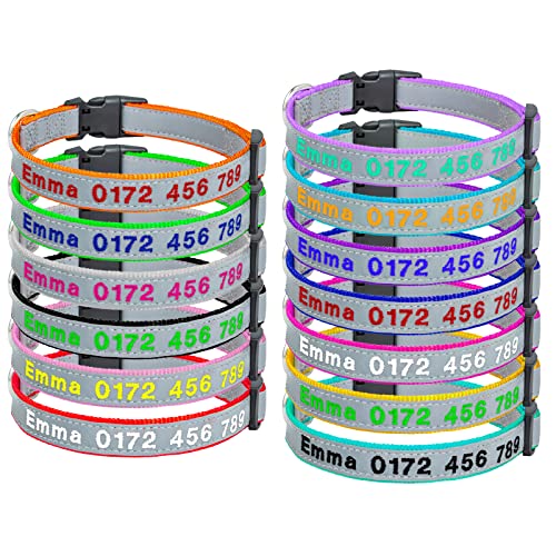 Gredstar Reflektierendes Personalisierbares Hundehalsband mit Namen Telefonnummer Bestickt Einstellbar S M L XL Nylon Material Reflektierendes Design und personalisierbare Gravur Gredstar Reflektierendes Personalisierbares Hundehalsband mit Namen Telefonnummer Bestickt Einstellbar S M L XL Nylon Material Reflektierendes Design und personalisierbare Gravur von Gredstar