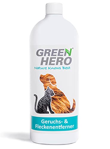 Green Hero Geruchsentferner und Fleckenentferner Konzentrat, 1000ml ergeben 10 Liter Reiniger, Gegen Gerüche und Flecken, Biologischer Enzymreiniger für Urin, Kot, Erbrochenes von Green Hero