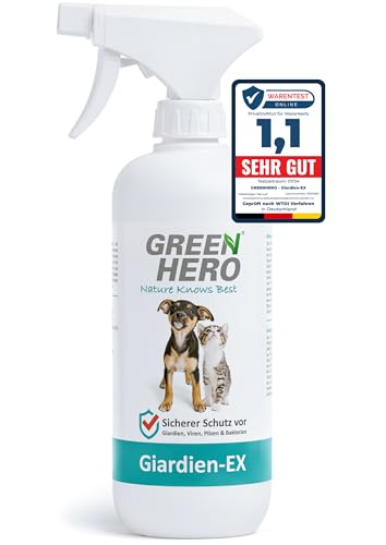 Green Hero Giardien EX Desinfektionsmittel Spray für Hund & Katze 500ml | Hochwirksam gegen Giardien, Bakterien, Viren & Pilzen | Dermatologisch getestet zur Desinfektion von Tieren und Umgebung von Green Hero