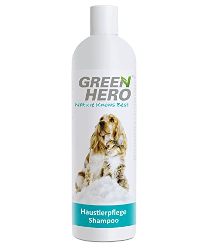 Green Hero Haustierpflege Shampoo sensitiv für Hund 500 ml gegen Juckreiz, Pflegeshampoo bei trockener, juckender Haut, milde Pflege zur Unterstützung bei Reizungen, Schorf, Schuppen Hundeshampoo von Green Hero