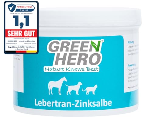 Green Hero Lebertran-Zinksalbe, 500g, bei Hautproblemen von Haustieren, unterstützend bei Wunden, Reizungen, Juckreiz, Mauke und Anderen Hautproblemen, für Pferd, Hund, Katze und Co Green Hero Lebertran-Zinksalbe, 500g, bei Hautproblemen von Haustieren, unterstützend bei Wunden, Reizungen, Juckreiz, Mauke und Anderen Hautproblemen, für Pferd, Hund, Katze und Co von Green Hero