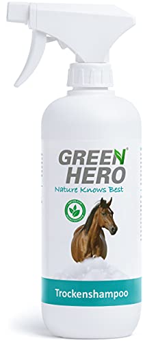 Green Hero Trockenshampoo-Spray für Pferde 500 ml natürliches Pferdetrockenshampoo zur Reinigung, gegen Verschmutzungen und entfernt Schmutz Schnelltrocknend - Perfekt für die schnelle Reinigung von Green Hero