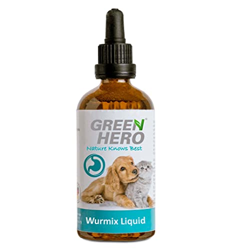 Green Hero Wurmix Liquid für Hunde und Katzen 100 ml, natürliche Alternative Wurmkur für Magen und Darm während eines Wurmbefalls Anti Wurmmittel auch zur Verhinderung eines Wurmbefalls von Green Hero