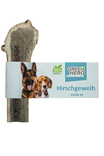 GreenHero Hirschgeweih Kausnack Größe M - 11 cm natürlicher und nachhaltiger Kauknochen aus Hirsch Geweih für Hunde langlebig zur Unterstützung von Kiefer und Zähnen von Green Hero