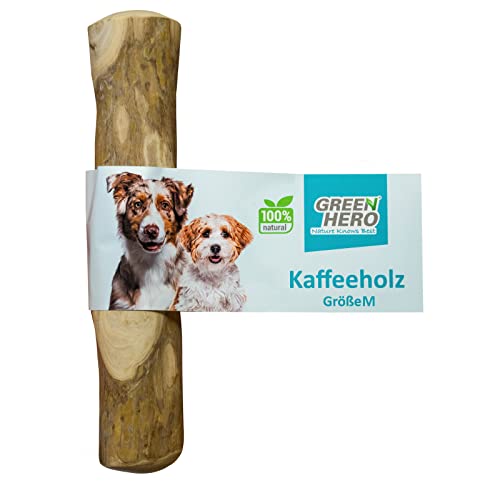 Green Hero Kaffeeholz Kaustab Größe M - 18 cm natürlicher und nachhaltiger Kauknochen aus Kaffee-Holz für Hunde langlebig zur Unterstützung von Kiefer und Zähnen hypoallergener Kaffee Kaustab von Green Hero