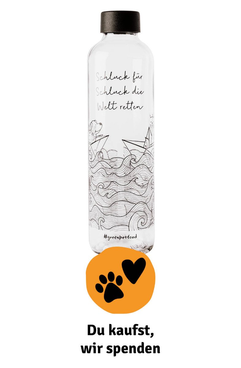 GPF Glasflasche charity collection von Green Petfood