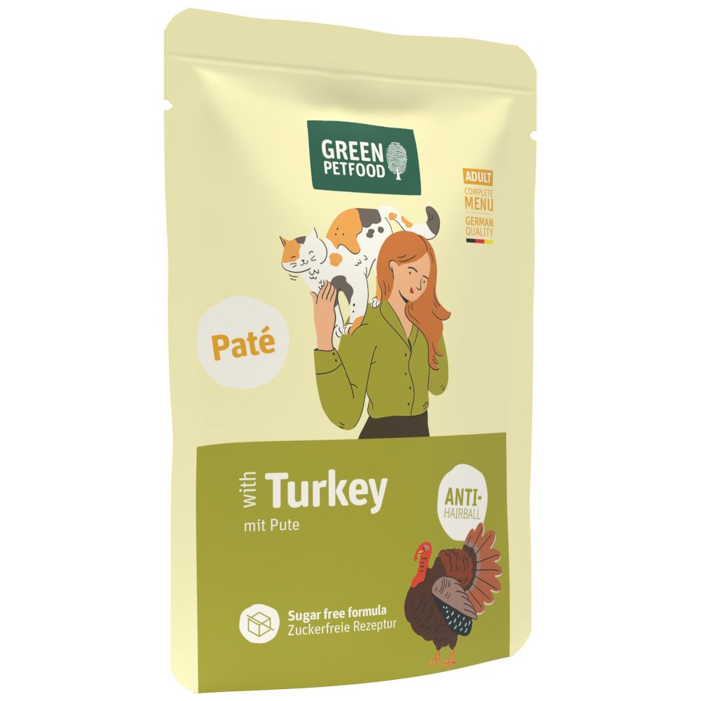 Green Petfood Adult Paté 8 x 85 g - Truthahn - Anti-Hairball Green Petfood Adult Paté 8 x 85 g - Truthahn - Anti-Hairball von Green Petfood