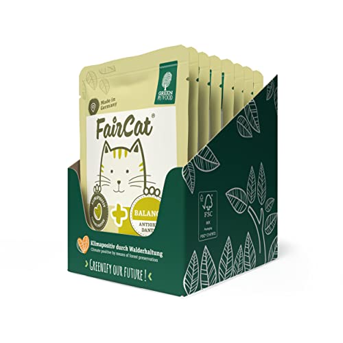 Green Petfood FairCat Balance (8 x 85 g), getreidefreies Katzenfutter für ausgewachsene Katzen, mit Tierwohl-Hühnchen, Katzenfutter Nass mit grünem Tee und Vitamin C+E, 8er Pack von Green Petfood