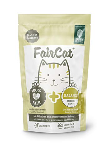 Green Petfood FairCat Balance (16 x 85g), getreidefreies Katzenfutter für ausgewachsene Katzen, mit Tierwohl-Hühnchen, Katzenfutter Nass mit grünem Tee und Vitamin C+E, 16er Pack von Green Petfood