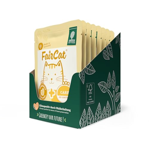 Green Petfood FairCat Care (8 x 85 g), getreidefreies Katzenfutter für ausgewachsene Katzen, Nassfutter für sensible Katzen, mit Tierwohl-Hühnchen und Cranberrys, 8er-Pack von Green Petfood