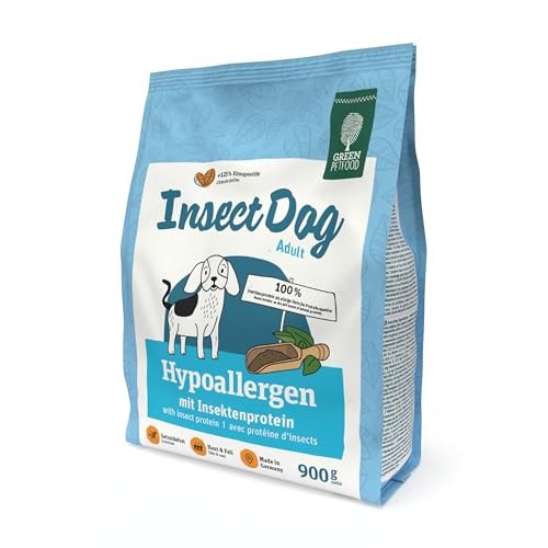 Green Petfood InsectDog Hypoallergen (900 g) – getreidefreies, hypoallergenes Trockenfutter für ausgewachsene, empfindliche Hunde – mit Insektenprotein, Futter für allergische Hunde von Green Petfood