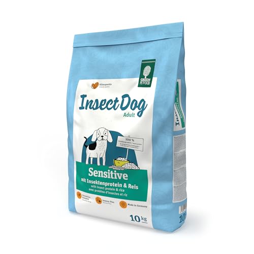 Green Petfood InsectDog Sensitive (1 x 10 kg) | Adult | Premium Trockenfutter für ausgewachsene Sensible Hunde | Insektenprotein als einziges tierisches Protein | weizenfrei | Hundefutter | 1er Pack von Green Petfood