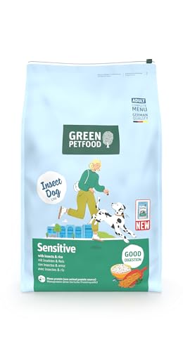 Green Petfood InsectDog Sensitive mit Insekten & Reis (1 x 10 kg) | Adult | Premium Trockenfutter für ausgewachsene Sensible Hunde | Insekten als einziges tierisches Protein | weizenfrei | 1er Pack von Green Petfood