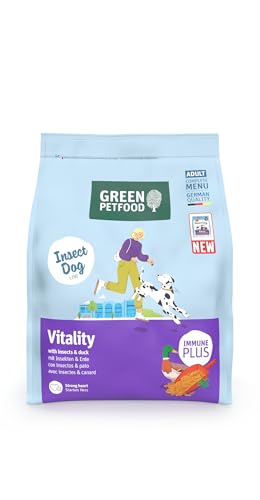 Green Petfood InsectDog Vitality mit Insekten & Ente (1 x 900 g) | Adult | Premium Trockenfutter für ausgewachsene Hunde | glutenfrei | mit Vitamin E & C | niedriger Fettgehalt | 1er Pack von Green Petfood