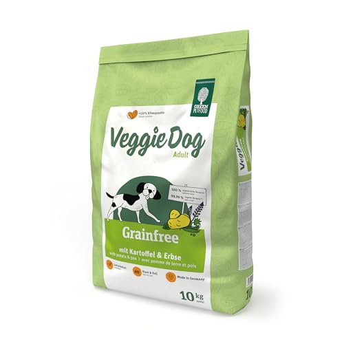 Green Petfood VeggieDog Grainfree (1 x 10 kg), vegetarisches und getreidefreies Hundefutter, nachhaltiges Trockenfutter für ausgewachsene und sensible Hunde, Hundefutter mit Kartoffel und Erbse von Green Petfood