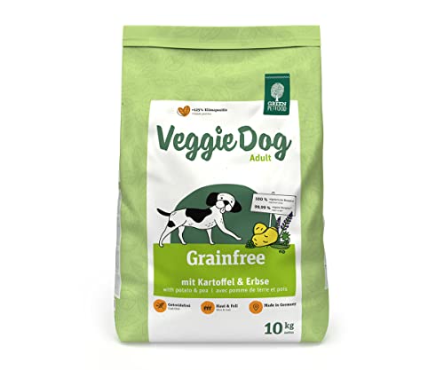 Green Petfood VeggieDog Grainfree (1 x 10 kg), vegetarisches und getreidefreies Hundefutter, nachhaltiges Trockenfutter für ausgewachsene und sensible Hunde, Hundefutter mit Kartoffel und Erbse von Green Petfood
