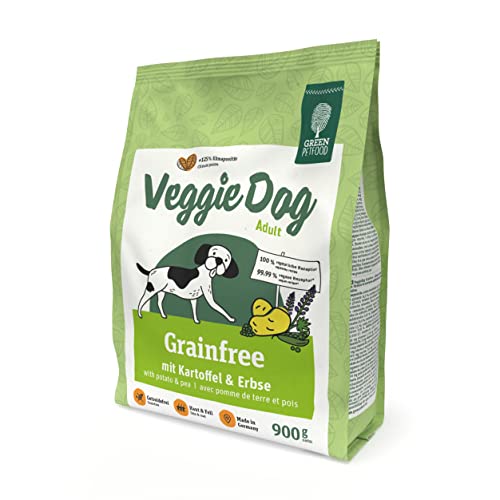 Green Petfood VeggieDog Grainfree (5 x 900 g), vegetarisches und getreidefreies Hundefutter, nachhaltiges Trockenfutter für ausgewachsene und sensible Hunde, Hundefutter mit Kartoffel und Erbse von Green Petfood