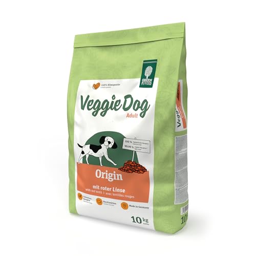 Green Petfood VeggieDog Origin (1 x 10 kg), vegetarisches Hundefutter mit roter Linse und glutenfreie Rezeptur, nachhaltiges Trockenfutter für ausgewachsene Hunde, auch als Hundeleckerli geeignet von Green Petfood