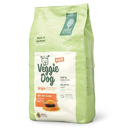 Green Petfood VeggieDog Origin (1 x 10 kg), vegetarisches Hundefutter mit roter Linse und glutenfreie Rezeptur, nachhaltiges Trockenfutter für ausgewachsene Hunde, auch als Hundeleckerli geeignet von Green Petfood