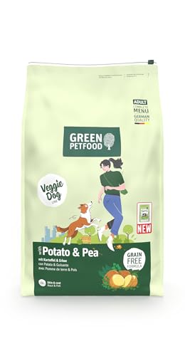 Green Petfood VeggieDog mit Kartoffel & Erbse (1 x 10 kg) | Adult | Premium Trockenfutter für ausgewachsene Sensible Hunde | vegetarisch & weizenfrei | mit leckerer Süßkartfoffel | 1er Pack von Green Petfood