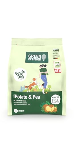 Green Petfood VeggieDog mit Kartoffel & Erbse (1 x 900 g) | Adult | Premium Trockenfutter für ausgewachsene Sensible Hunde | vegetarisch & getreidefrei | mit leckerer Süßkartfoffel | 1er Pack von Green Petfood