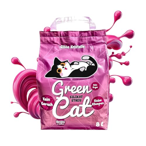 GreenCat Silicat 4x8 Liter (32 Liter) Silikatstreu Katzenstreu |100% Kieselgel | Keine Klumpenbildung | Neutralisiert den Geruch | Staubfrei + Unparfümiert | Hygienisch & Saugstark | Saubere Wohnung von GreenCat