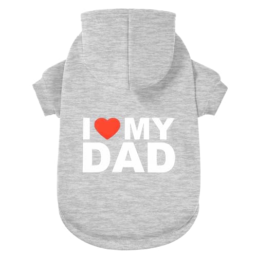 GreenJoy Hundepullover, Hunde-Kapuzenpullover für kaltes Wetter, Kapuzen-Sweatshirt für Welpen, Katzen, kleine, mittelgroße und große Hunde (Hellgrau (I Love My Dad), Größe XS von GreenJoy
