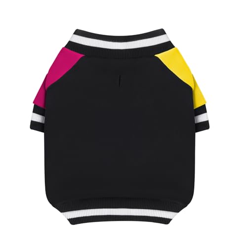 GreenJoy Hundepullover Sweatshirt – dehnbarer Hundepullover für Welpen und Katzen, weiche und warme Haustier-Winterkleidung für kleine, mittelgroße und große Hunde (Schwarz + Gelb + Lila, XS) von GreenJoy