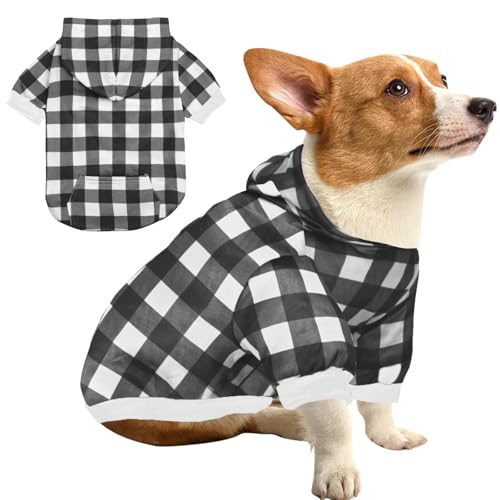 GreenJoy Hundepullover mit Karomuster, für Hunde und Katzen, warm und weich, für kaltes Wetter, für Weihnachten (Schwarz, Größe S) von GreenJoy