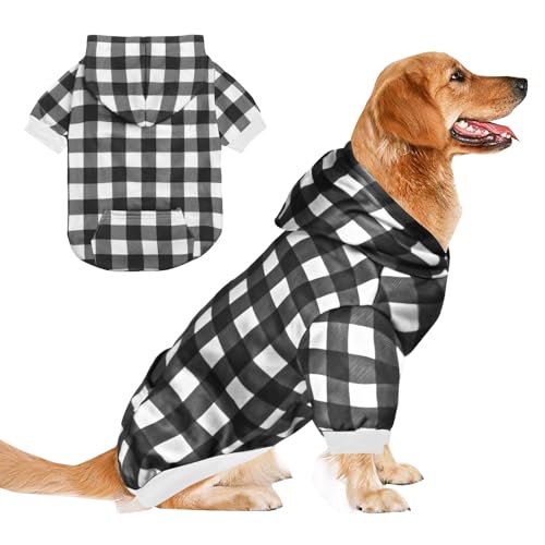 GreenJoy Hundepullover mit Karomuster, für Hunde und Katzen, warm und weich, für kaltes Wetter, für Weihnachten (Schwarz, Größe XXL) von GreenJoy