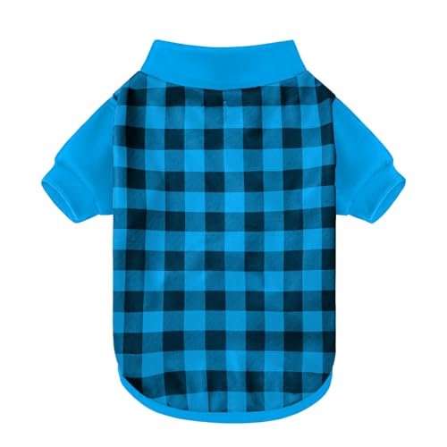 GreenJoy Kariertes Hunde-Weihnachtsoutfit – Rollkragenpullover mit Loch für die Leine, weich und warm, für kaltes Wetter, perfekt für Weihnachten (Blau, Größe XXL) von GreenJoy