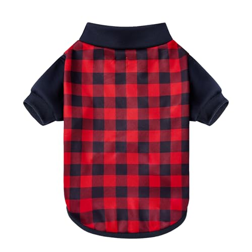 GreenJoy Kariertes Hunde-Weihnachtsoutfit – Rollkragenpullover mit Loch für die Leine, weicher und warmer Hundemantel für Hunde und Katzen, perfekt für Weihnachten (Rot und Marineblau, kariert, Größe GreenJoy Kariertes Hunde-Weihnachtsoutfit – Rollkragenpullover mit Loch für die Leine, weicher und warmer Hundemantel für Hunde und Katzen, perfekt für Weihnachten (Rot und Marineblau, kariert, Größe von GreenJoy